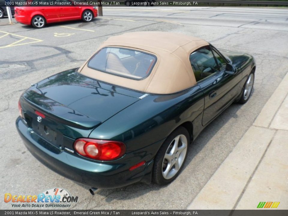 2001 Mazda MX-5 Miata LS Roadster Emerald Green Mica / Tan Photo #5