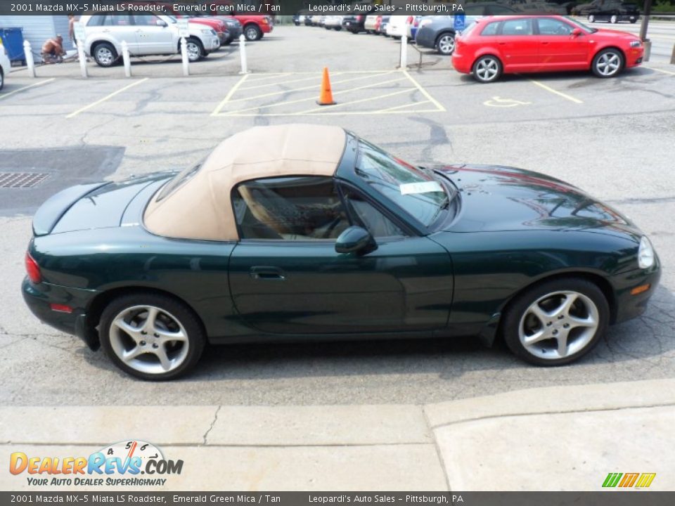 2001 Mazda MX-5 Miata LS Roadster Emerald Green Mica / Tan Photo #6