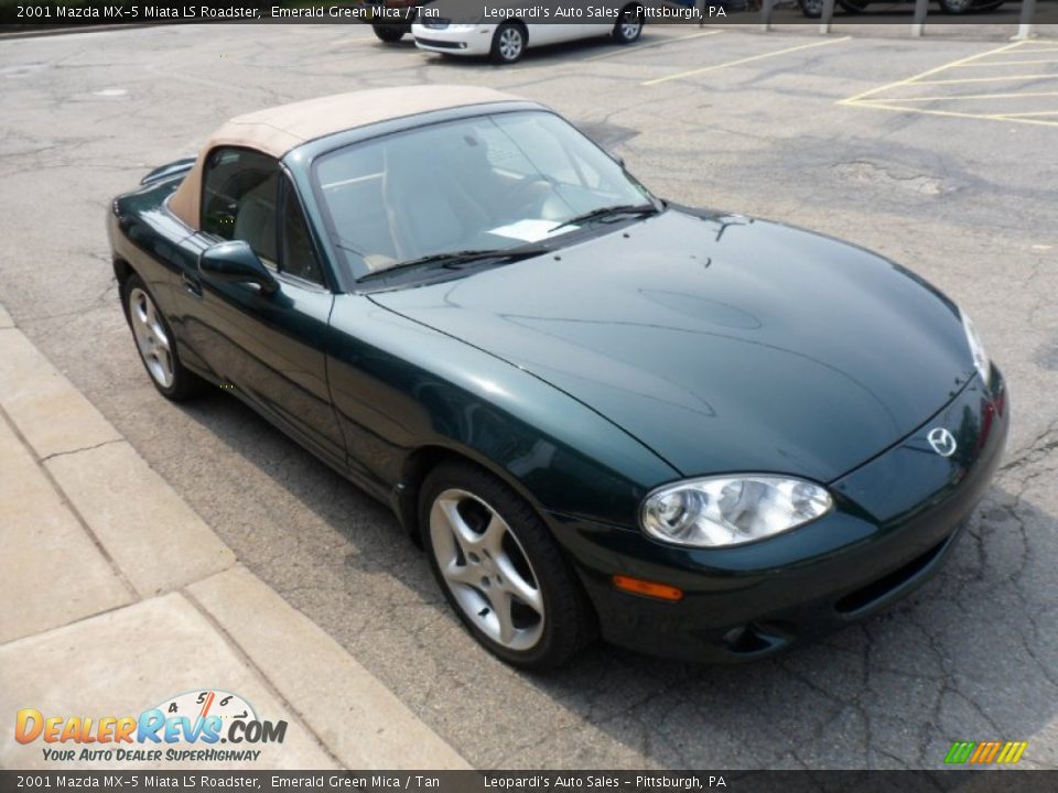 2001 Mazda MX-5 Miata LS Roadster Emerald Green Mica / Tan Photo #7