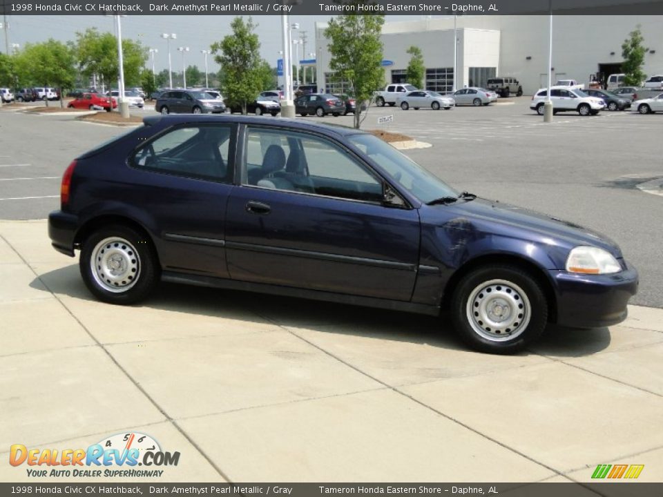 1998 Honda Civic CX Hatchback Dark Amethyst Pearl Metallic / Gray Photo #3