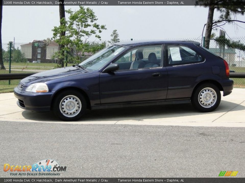 1998 Honda Civic CX Hatchback Dark Amethyst Pearl Metallic / Gray Photo #7