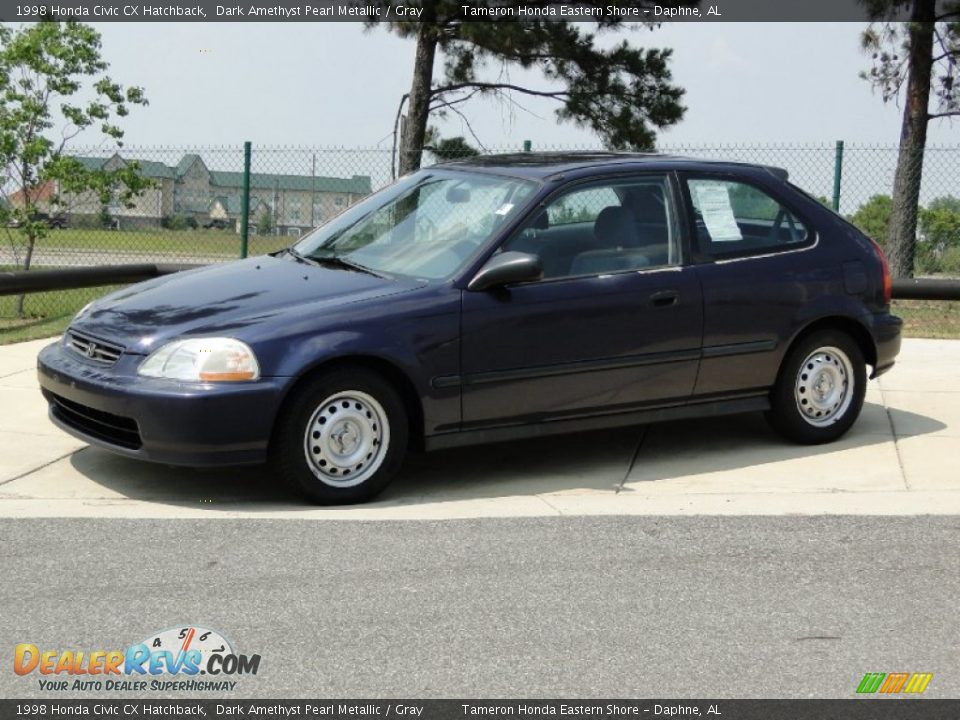 1998 Honda Civic CX Hatchback Dark Amethyst Pearl Metallic / Gray Photo #8