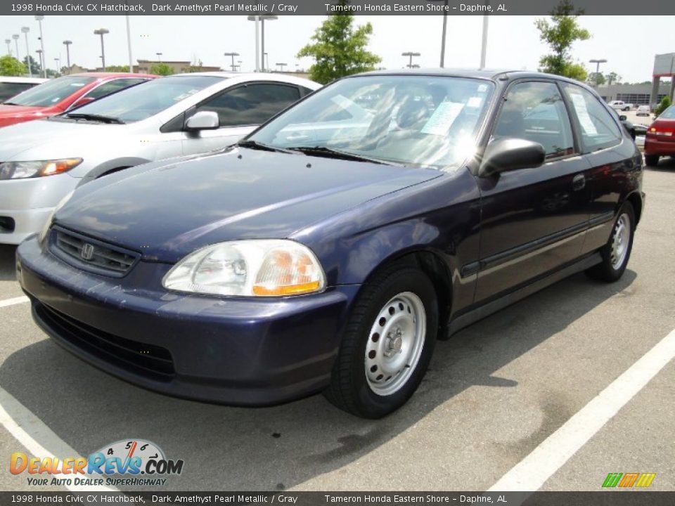 1998 Honda Civic CX Hatchback Dark Amethyst Pearl Metallic / Gray Photo #29
