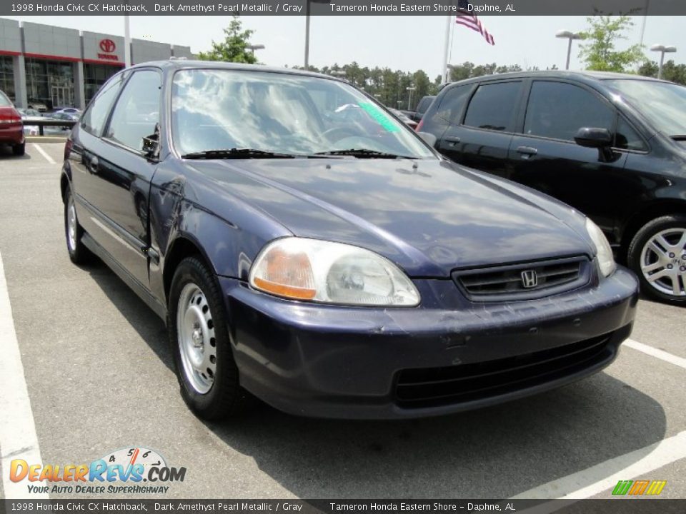1998 Honda Civic CX Hatchback Dark Amethyst Pearl Metallic / Gray Photo #30
