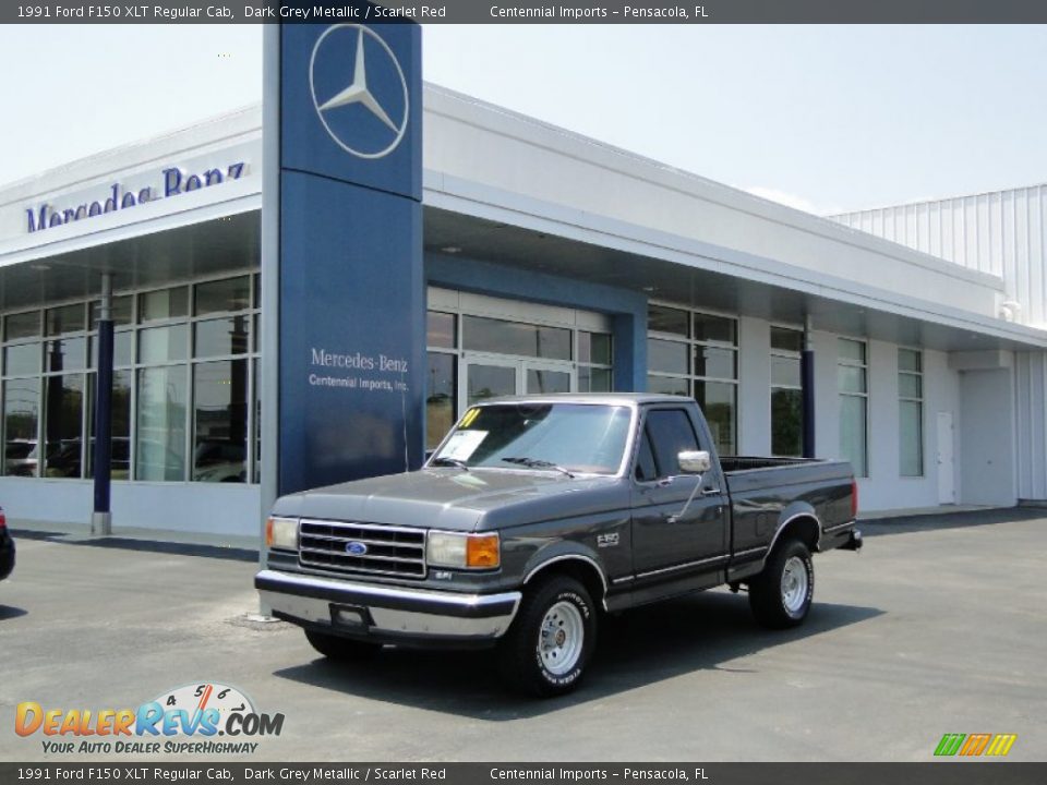 1991 Ford F150 XLT Regular Cab Dark Grey Metallic / Scarlet Red Photo #2