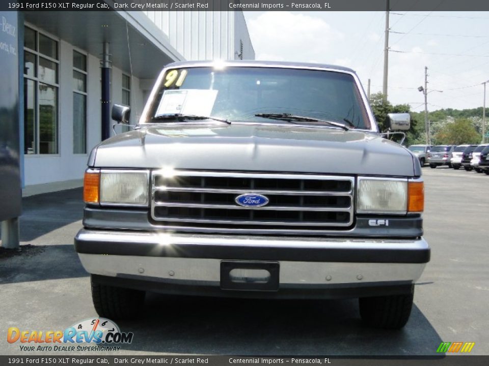 1991 Ford F150 XLT Regular Cab Dark Grey Metallic / Scarlet Red Photo #4