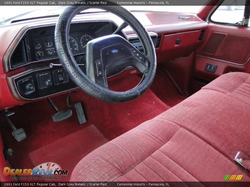 Scarlet Red Interior - 1991 Ford F150 XLT Regular Cab Photo #14