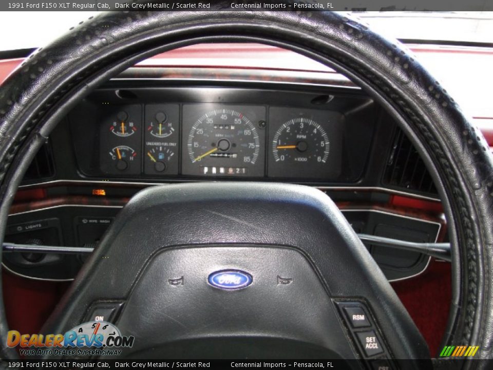 1991 Ford F150 XLT Regular Cab Dark Grey Metallic / Scarlet Red Photo #17