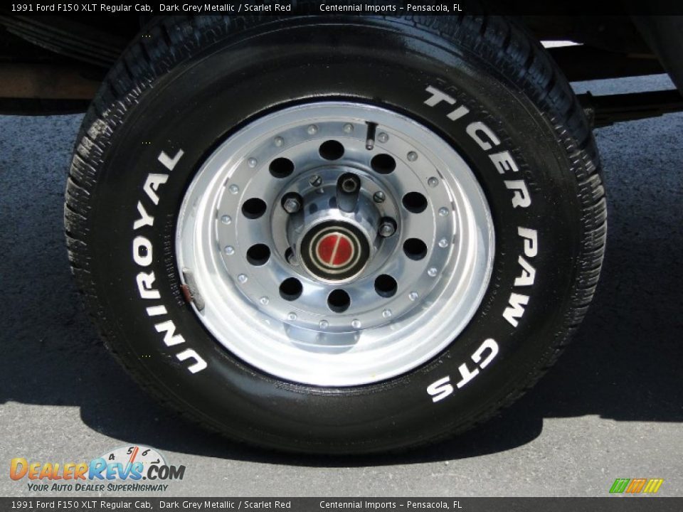 1991 Ford F150 XLT Regular Cab Dark Grey Metallic / Scarlet Red Photo #28