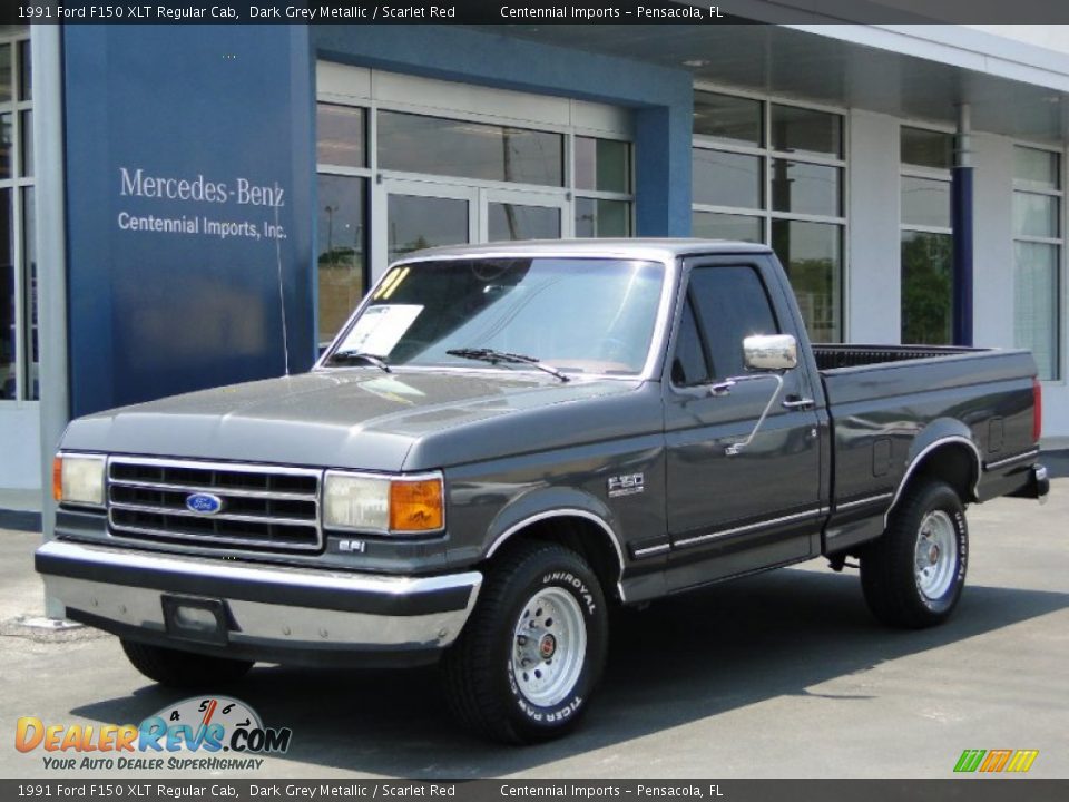 1991 Ford F150 XLT Regular Cab Dark Grey Metallic / Scarlet Red Photo #29