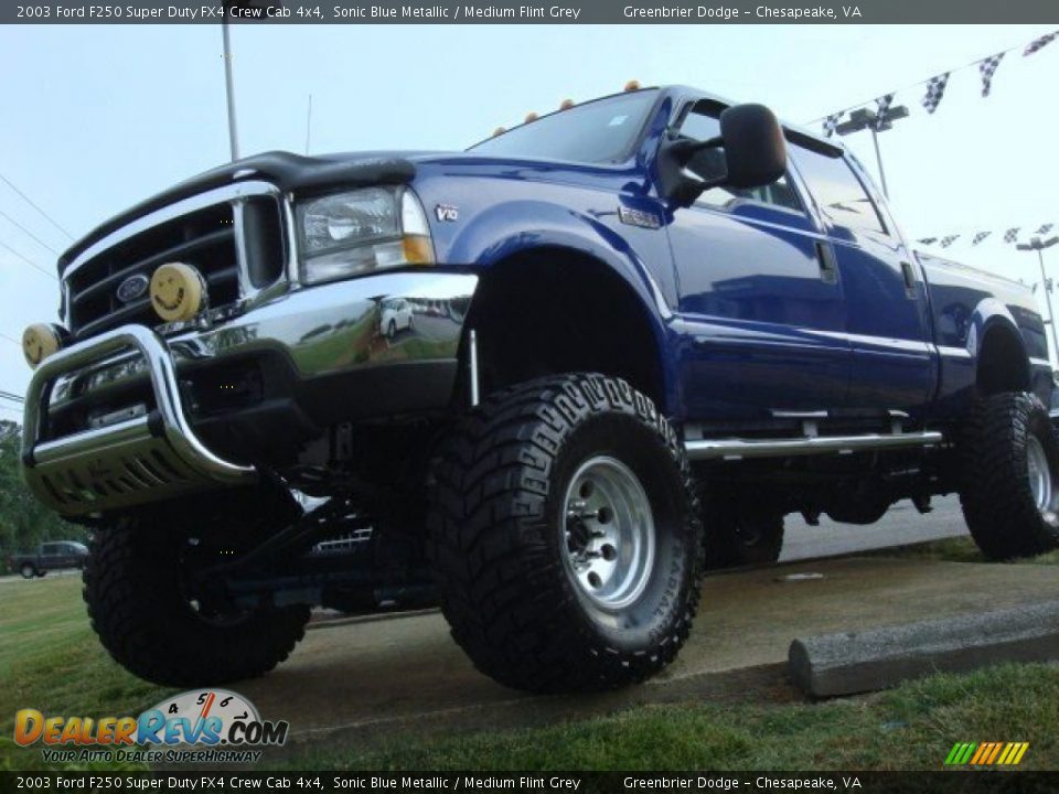 2003 Ford F250 Super Duty FX4 Crew Cab 4x4 Sonic Blue Metallic / Medium Flint Grey Photo #1