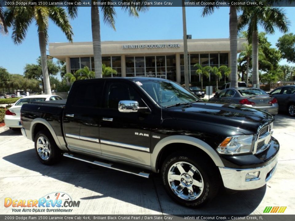 2009 Dodge Ram 1500 Laramie Crew Cab 4x4 Brilliant Black Crystal Pearl / Dark Slate Gray Photo #1