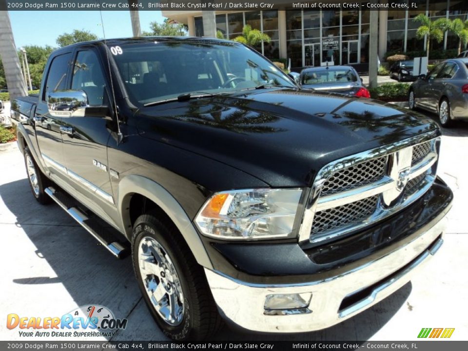 2009 Dodge Ram 1500 Laramie Crew Cab 4x4 Brilliant Black Crystal Pearl / Dark Slate Gray Photo #2