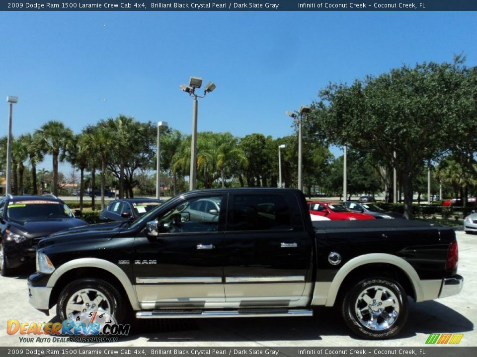 2009 Dodge Ram 1500 Laramie Crew Cab 4x4 Brilliant Black Crystal Pearl / Dark Slate Gray Photo #12