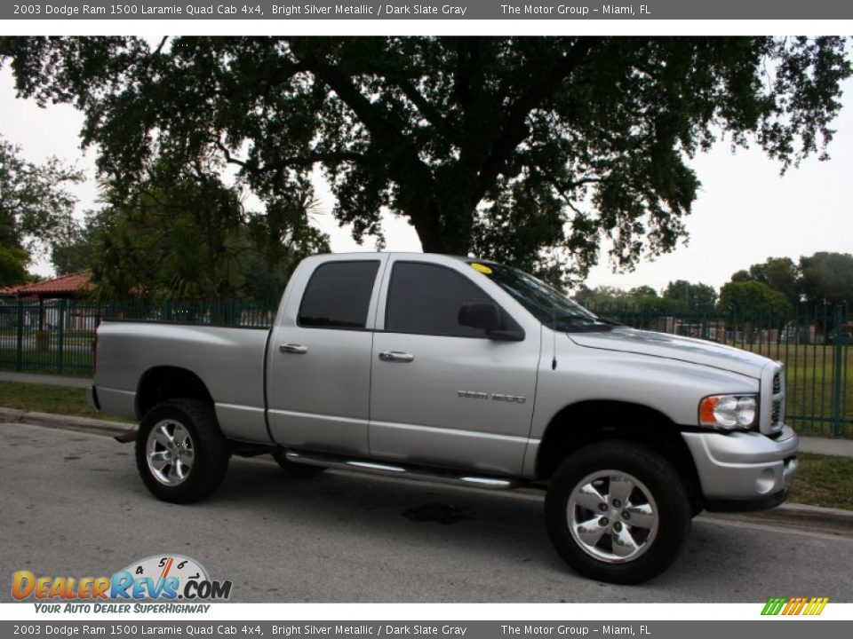 2003 Dodge Ram 1500 Laramie Quad Cab 4x4 Bright Silver Metallic / Dark Slate Gray Photo #11