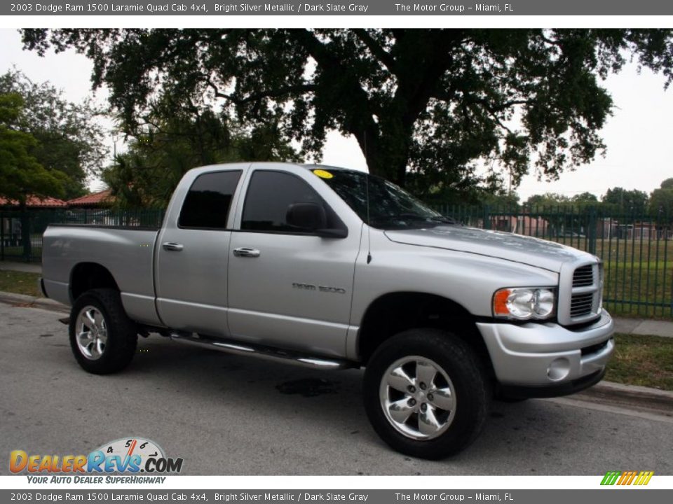 2003 Dodge Ram 1500 Laramie Quad Cab 4x4 Bright Silver Metallic / Dark Slate Gray Photo #12