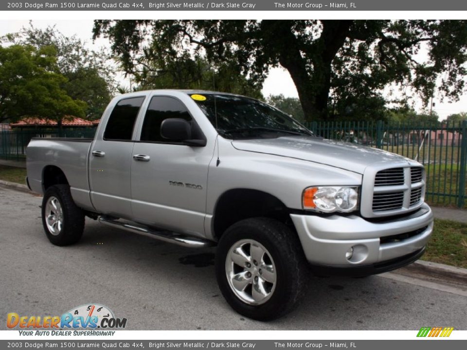 2003 Dodge Ram 1500 Laramie Quad Cab 4x4 Bright Silver Metallic / Dark Slate Gray Photo #13