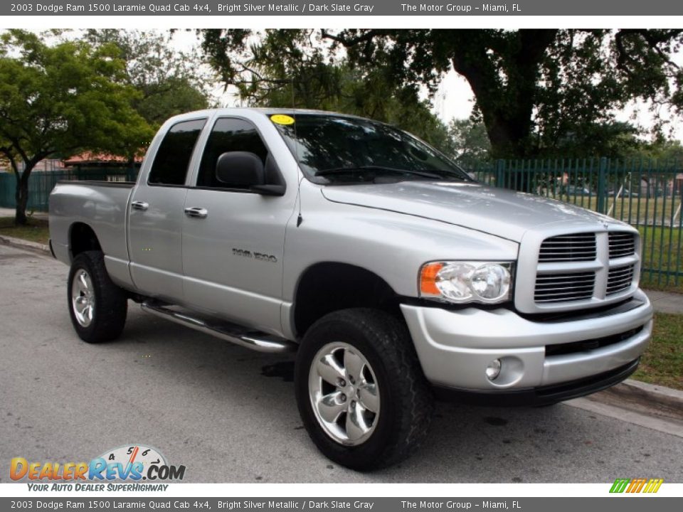 2003 Dodge Ram 1500 Laramie Quad Cab 4x4 Bright Silver Metallic / Dark Slate Gray Photo #14