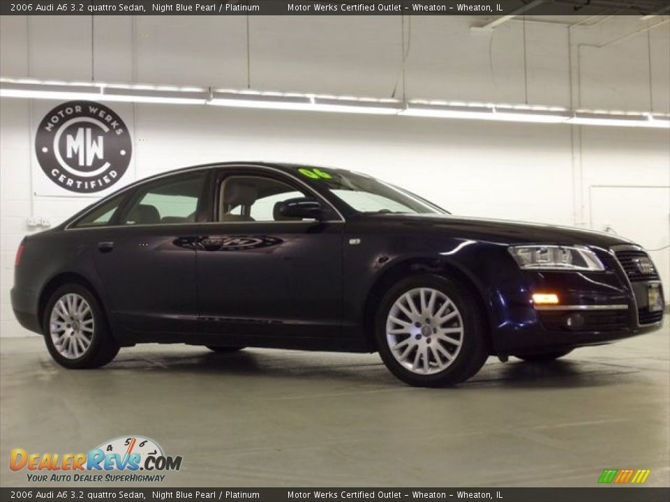 2006 Audi A6 3.2 quattro Sedan Night Blue Pearl / Platinum Photo #3