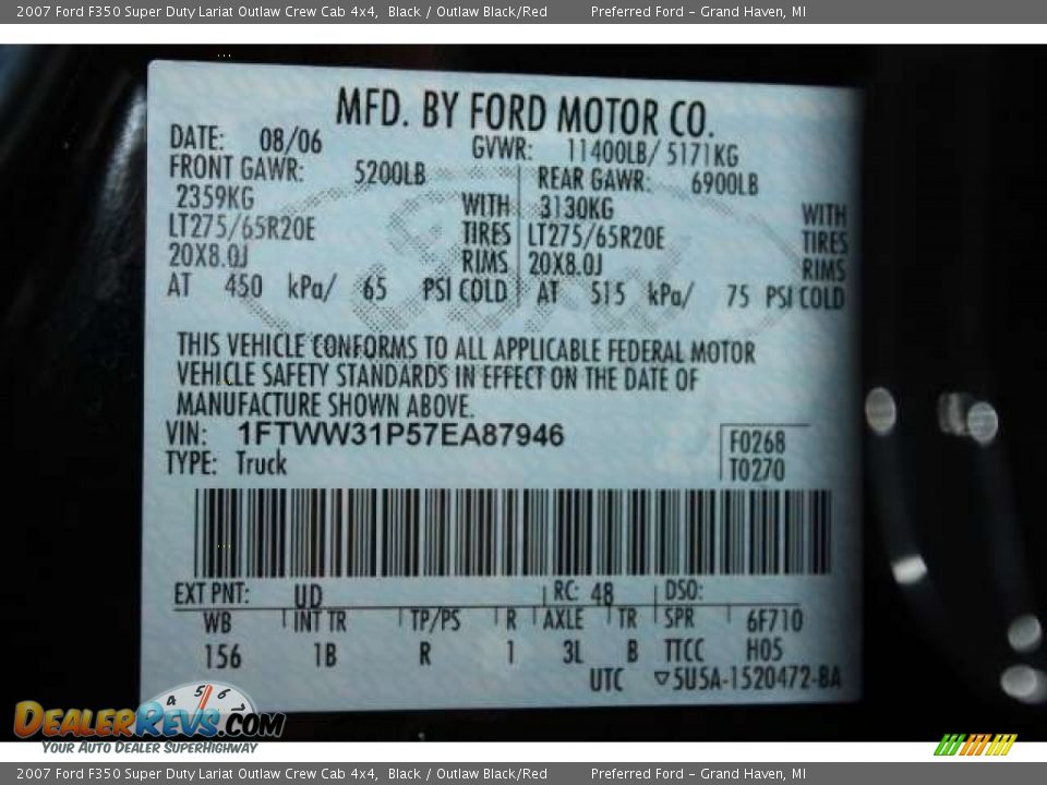 2007 Ford F350 Super Duty Lariat Outlaw Crew Cab 4x4 Black / Outlaw Black/Red Photo #24