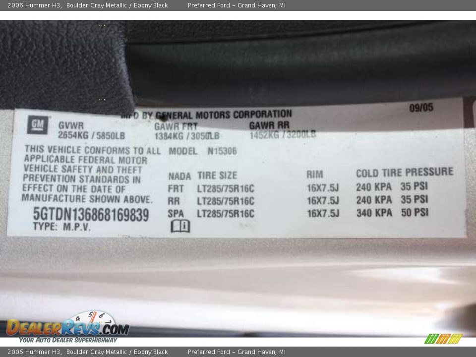 2006 Hummer H3 Boulder Gray Metallic / Ebony Black Photo #23