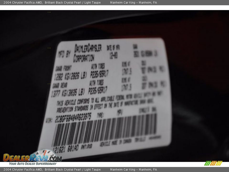 2004 Chrysler Pacifica AWD Brilliant Black Crystal Pearl / Light Taupe Photo #12
