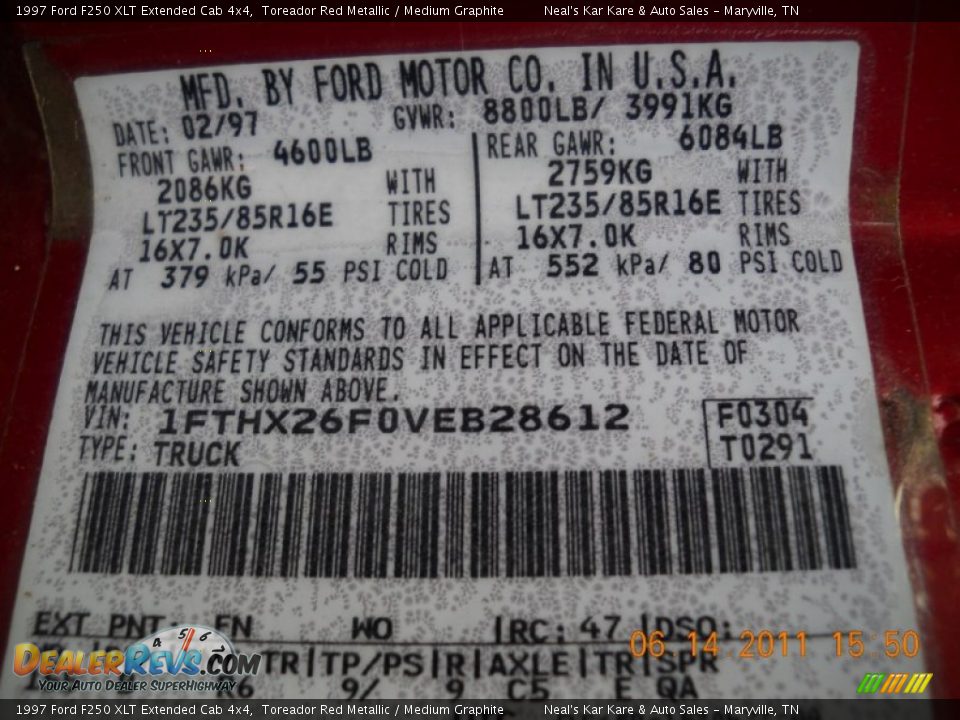 1997 Ford F250 XLT Extended Cab 4x4 Toreador Red Metallic / Medium Graphite Photo #36