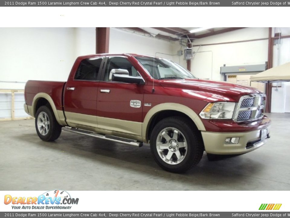 2011 Dodge Ram 1500 Laramie Longhorn Crew Cab 4x4 Deep Cherry Red Crystal Pearl / Light Pebble Beige/Bark Brown Photo #3