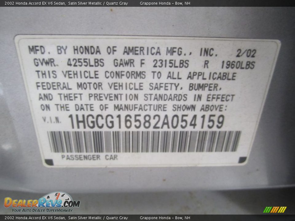 2002 Honda Accord EX V6 Sedan Satin Silver Metallic / Quartz Gray Photo #6