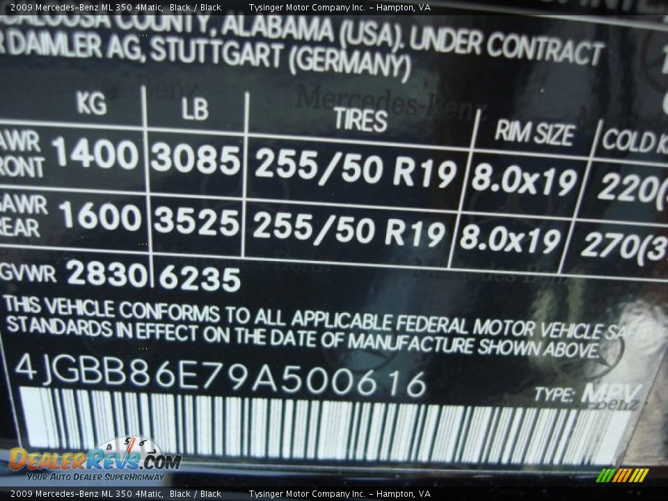 2009 Mercedes-Benz ML 350 4Matic Black / Black Photo #27