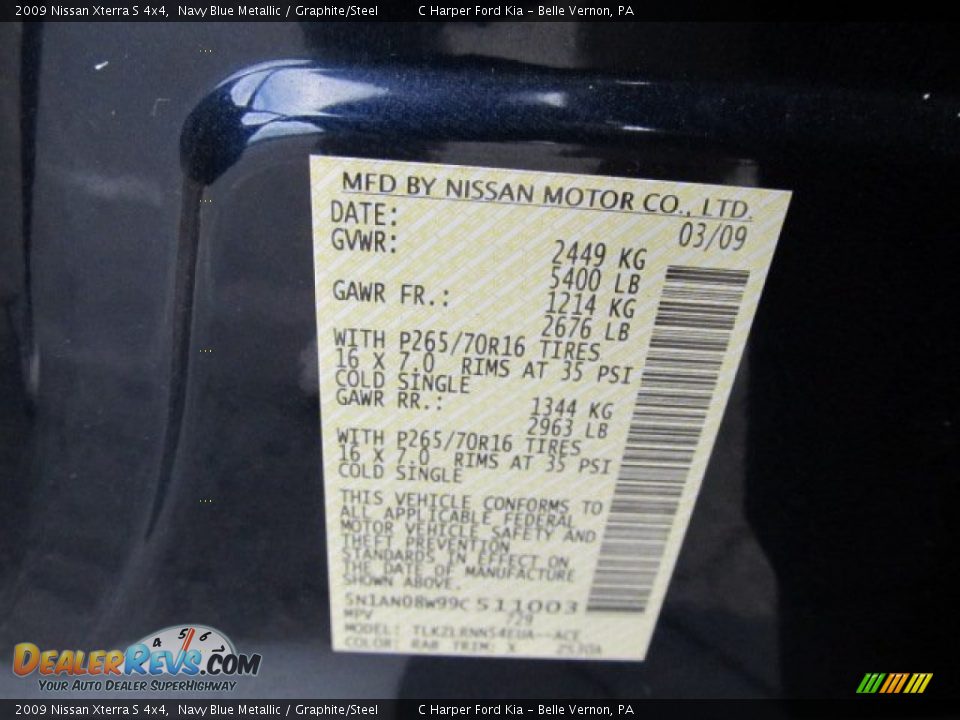 2009 Nissan Xterra S 4x4 Navy Blue Metallic / Graphite/Steel Photo #24