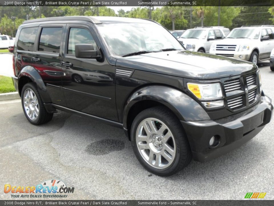 2008 Dodge Nitro R/T Brilliant Black Crystal Pearl / Dark Slate Gray/Red Photo #1