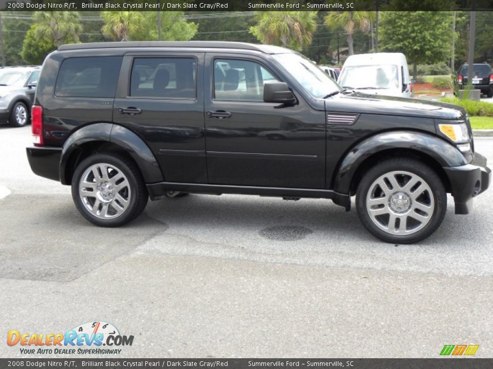 2008 Dodge Nitro R/T Brilliant Black Crystal Pearl / Dark Slate Gray/Red Photo #13