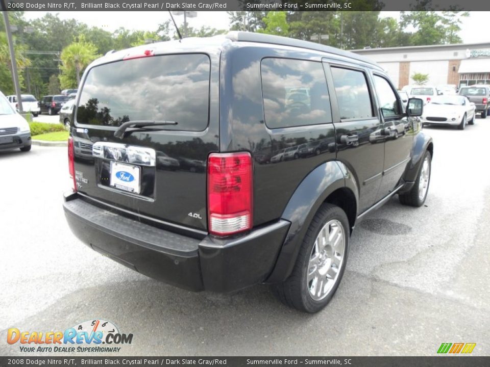 2008 Dodge Nitro R/T Brilliant Black Crystal Pearl / Dark Slate Gray/Red Photo #14