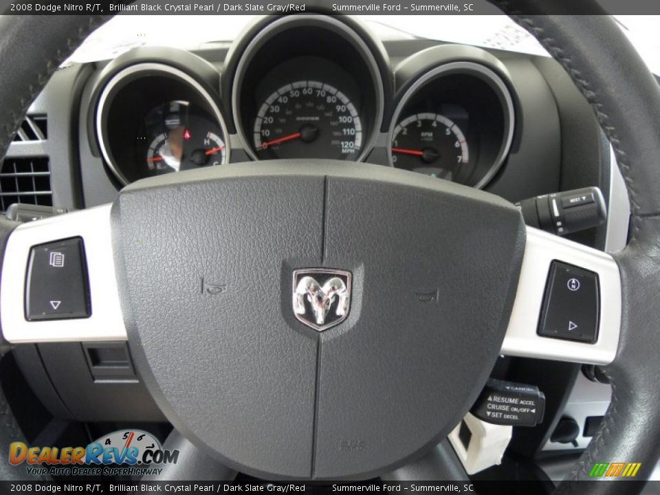 2008 Dodge Nitro R/T Brilliant Black Crystal Pearl / Dark Slate Gray/Red Photo #24