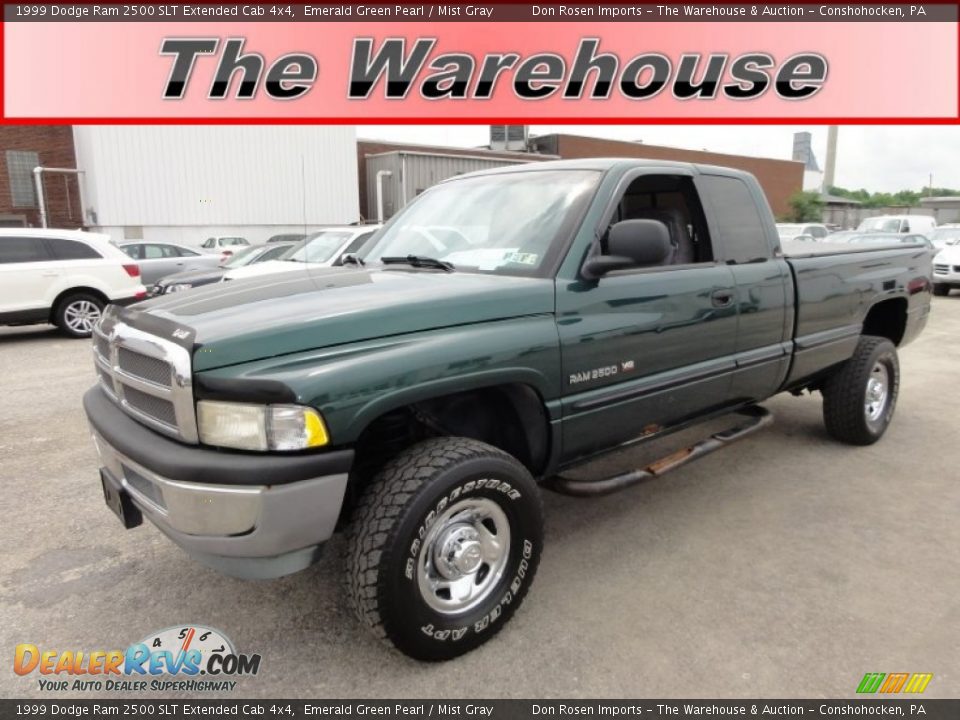 1999 Dodge Ram 2500 SLT Extended Cab 4x4 Emerald Green Pearl / Mist Gray Photo #1