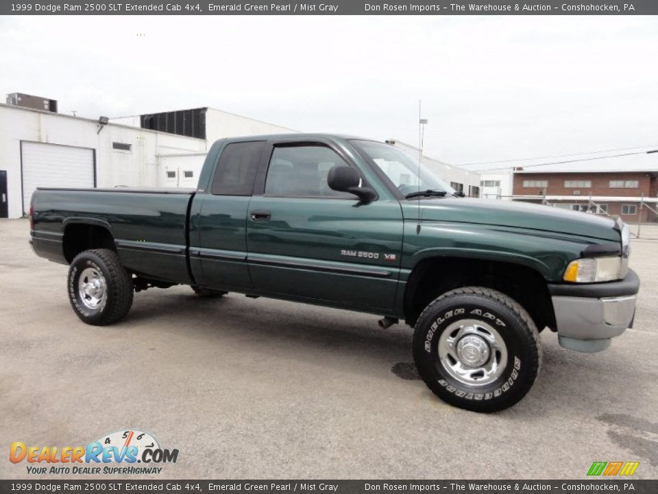 1999 Dodge Ram 2500 SLT Extended Cab 4x4 Emerald Green Pearl / Mist Gray Photo #6