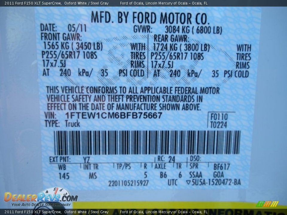 2011 Ford F150 XLT SuperCrew Oxford White / Steel Gray Photo #12
