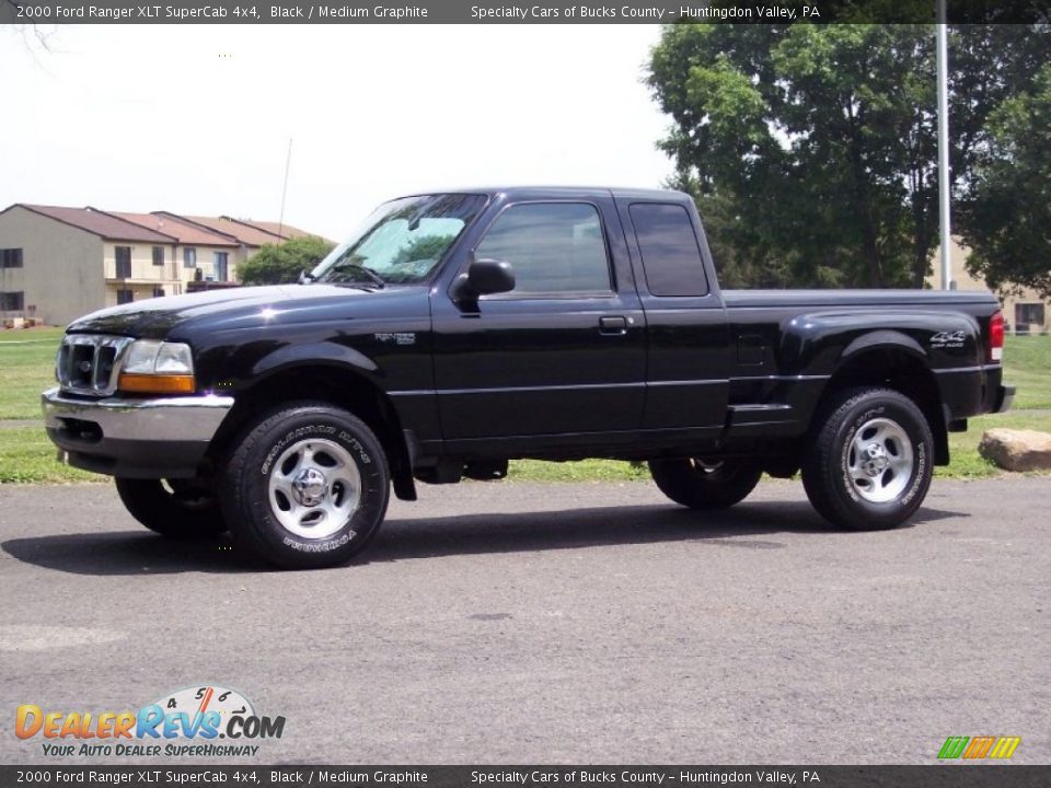 2000 Ford Ranger XLT SuperCab 4x4 Black / Medium Graphite Photo #3