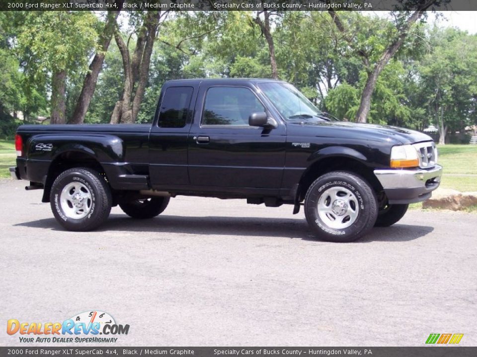 2000 Ford Ranger XLT SuperCab 4x4 Black / Medium Graphite Photo #13