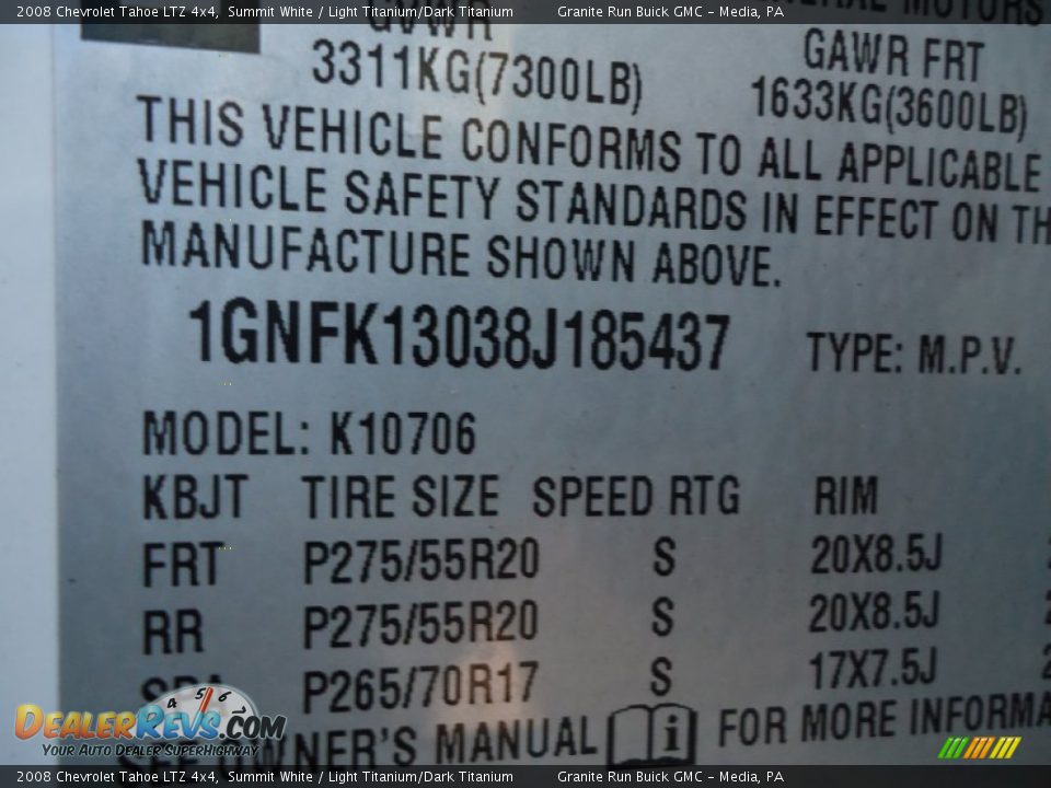 2008 Chevrolet Tahoe LTZ 4x4 Summit White / Light Titanium/Dark Titanium Photo #15