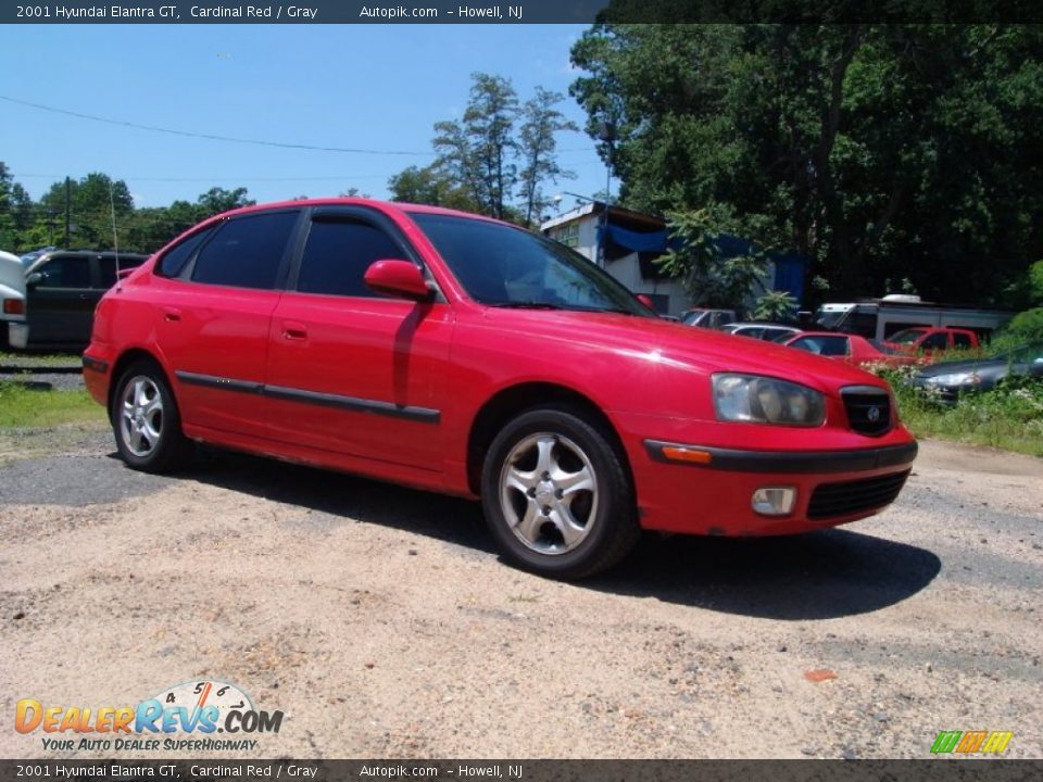 2001 Hyundai Elantra GT Cardinal Red / Gray Photo #3