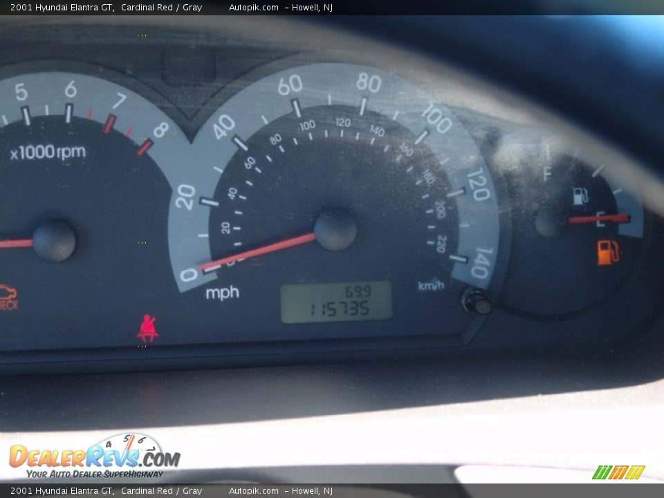 2001 Hyundai Elantra GT Cardinal Red / Gray Photo #18