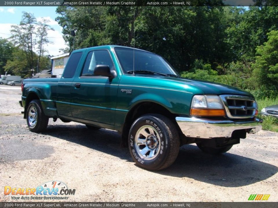 2000 Ford Ranger XLT SuperCab Amazon Green Metallic / Medium Graphite Photo #3