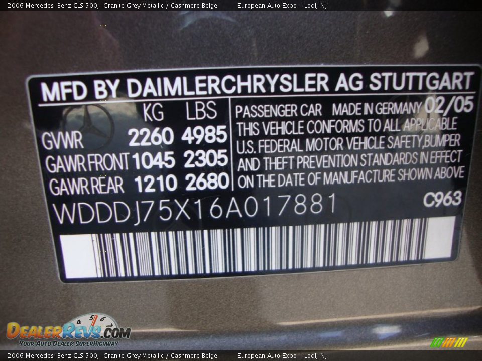 2006 Mercedes-Benz CLS 500 Granite Grey Metallic / Cashmere Beige Photo #18