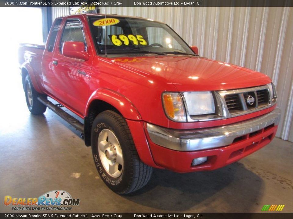2000 Nissan Frontier SE V6 Extended Cab 4x4 Aztec Red / Gray Photo #1