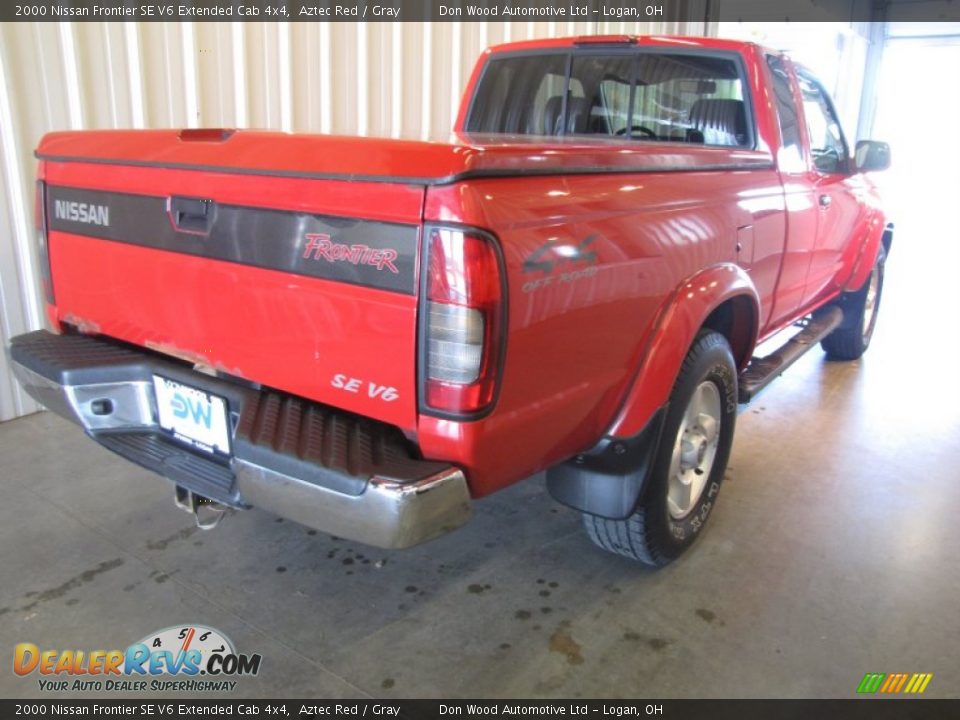2000 Nissan Frontier SE V6 Extended Cab 4x4 Aztec Red / Gray Photo #4