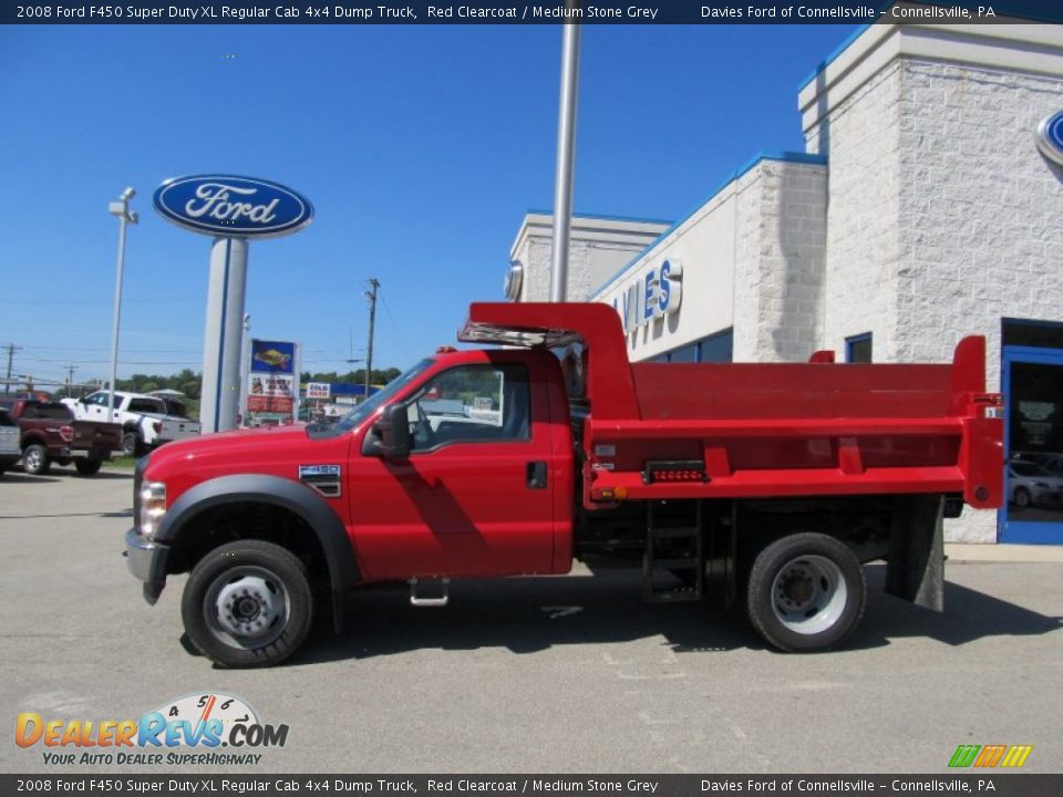 2008 Ford F450 Super Duty XL Regular Cab 4x4 Dump Truck Red Clearcoat / Medium Stone Grey Photo #2