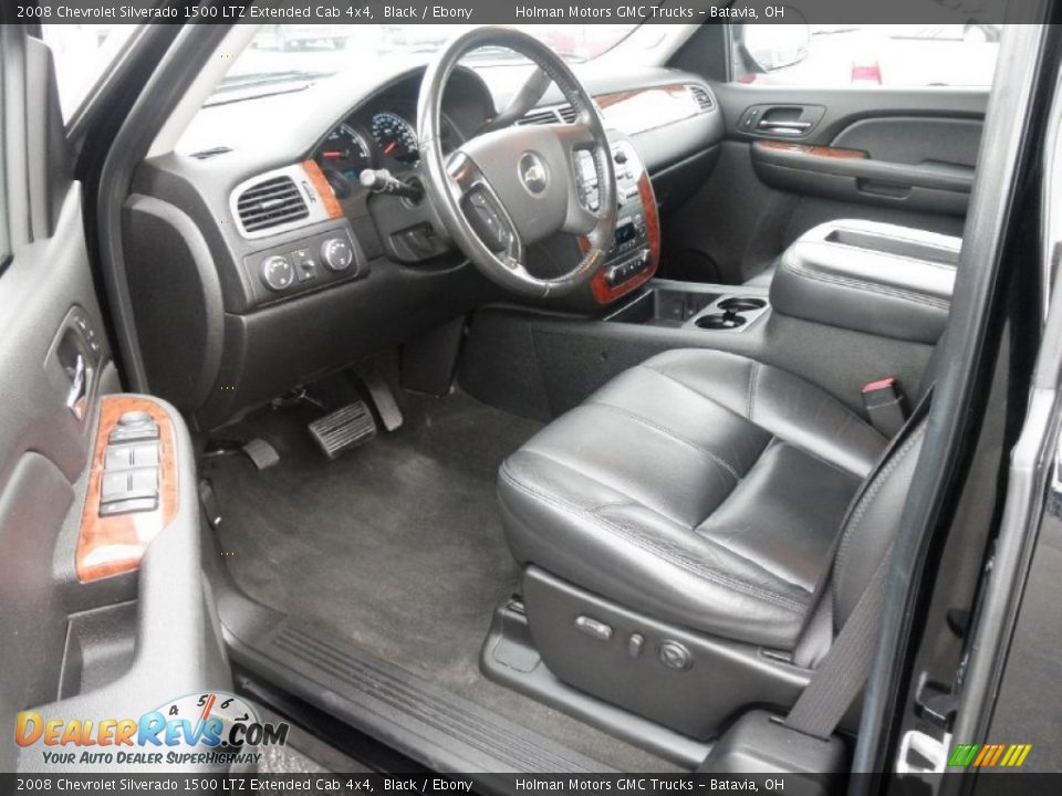 Ebony Interior - 2008 Chevrolet Silverado 1500 LTZ Extended Cab 4x4 Photo #6