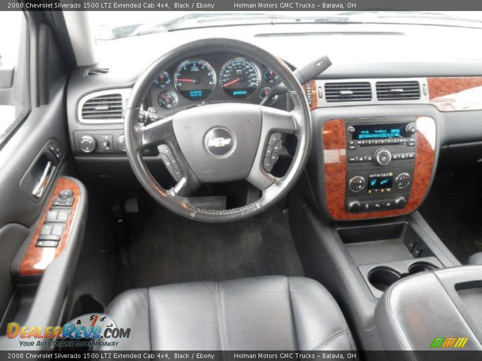 Ebony Interior - 2008 Chevrolet Silverado 1500 LTZ Extended Cab 4x4 Photo #13